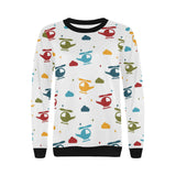 Colorful helicopter pattern Women's Crew Neck Sweatshirt
