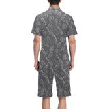 Beer hand drawn pattern Men's V-Neck Short Pajama Set