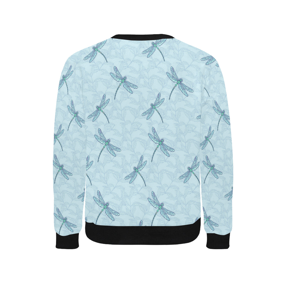 Dragonfly pattern blue background Men's Crew Neck Sweatshirt