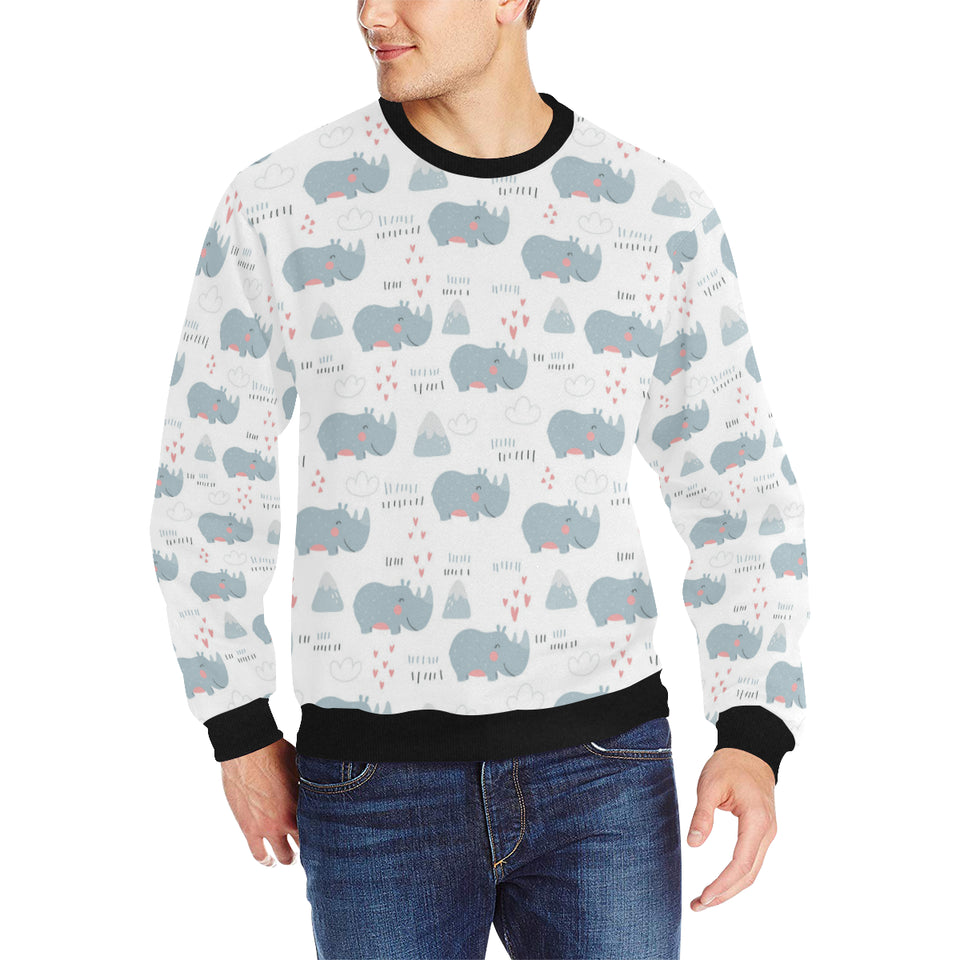 cute rhino heart pattern Men's Crew Neck Sweatshirt