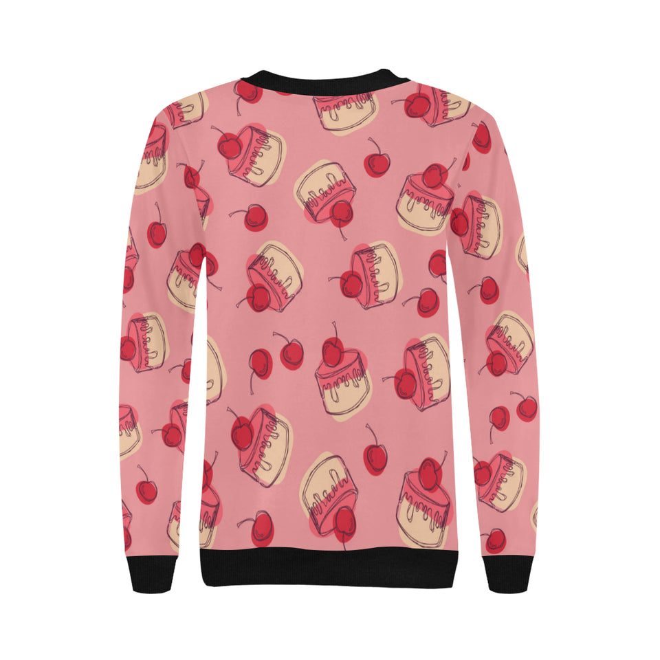 Cake cherry pattern Women's Crew Neck Sweatshirt