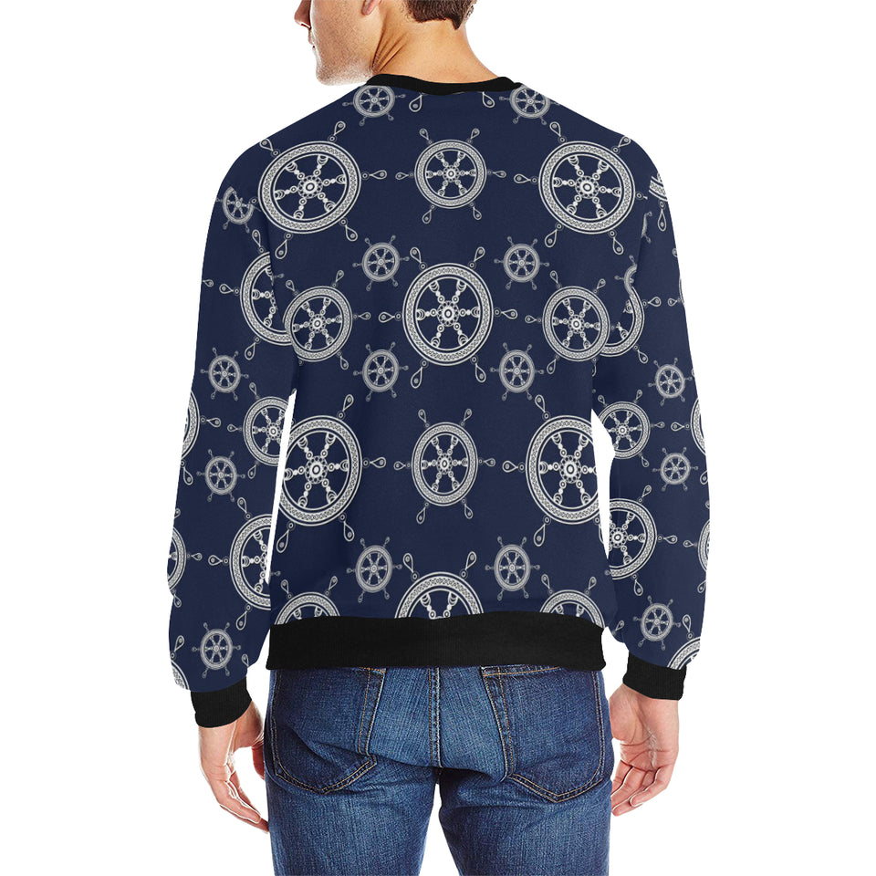 nautical steering wheel design pattern Men's Crew Neck Sweatshirt