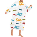 Colorful helicopter pattern Blanket Robe with Sleeves
