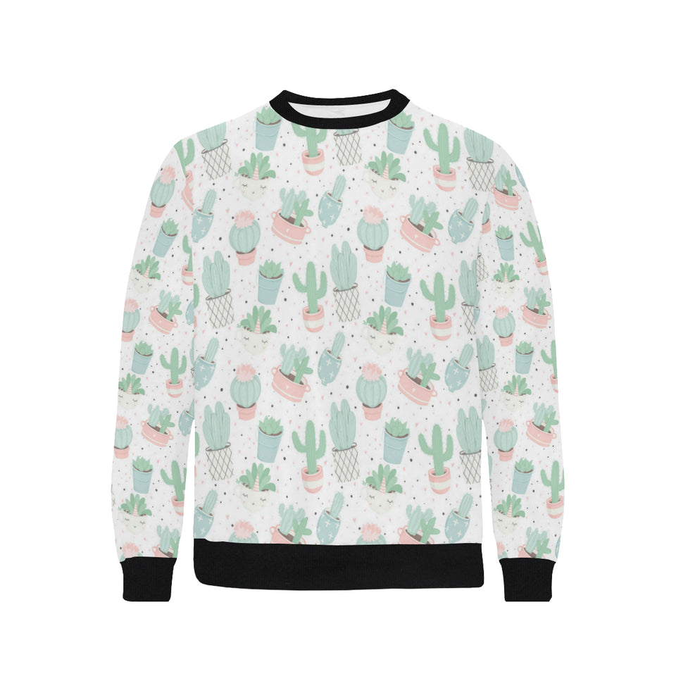Pastel color cactus pattern Men's Crew Neck Sweatshirt