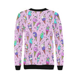 Cute ice cream cone animal pattern Women's Crew Neck Sweatshirt