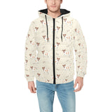 Jack Russel Pattern Print Design 02 Men's Padded Hooded Jacket