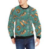 cute brown sea otters ornamental seaweed corals gr Men's Crew Neck Sweatshirt