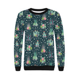 Cactus glass terrarium pattern Women's Crew Neck Sweatshirt