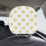 Gold Ornamental lotue waterlily symbol pattern Car Headrest Cover