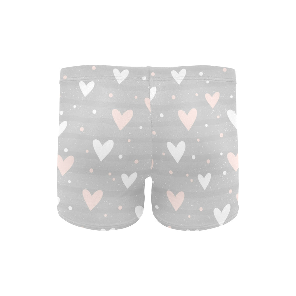 Heart pattern gray background Men's Swimming Trunks