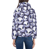 Alien Pattern Print Design 01 Women's Padded Hooded Jacket