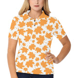 Orange Maple Leaf pattern Women's All Over Print Polo Shirt