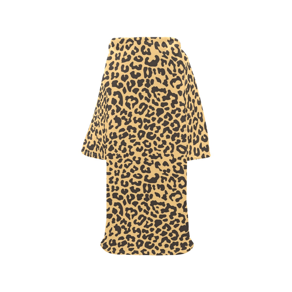 Leopard skin print Blanket Robe with Sleeves