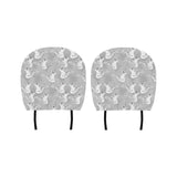 white swan gray background Car Headrest Cover