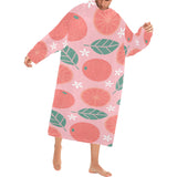 Grapefruit leaves flower pink background Blanket Robe with Sleeves