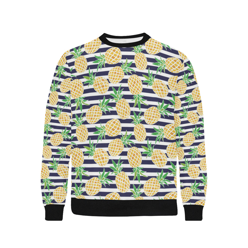 Pineapples pattern striped background Men's Crew Neck Sweatshirt