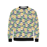 Pineapples pattern striped background Men's Crew Neck Sweatshirt