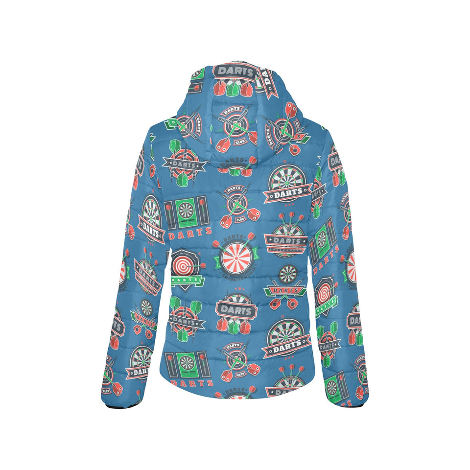 Darts Pattern Print Design 02 Women's Padded Hooded Jacket