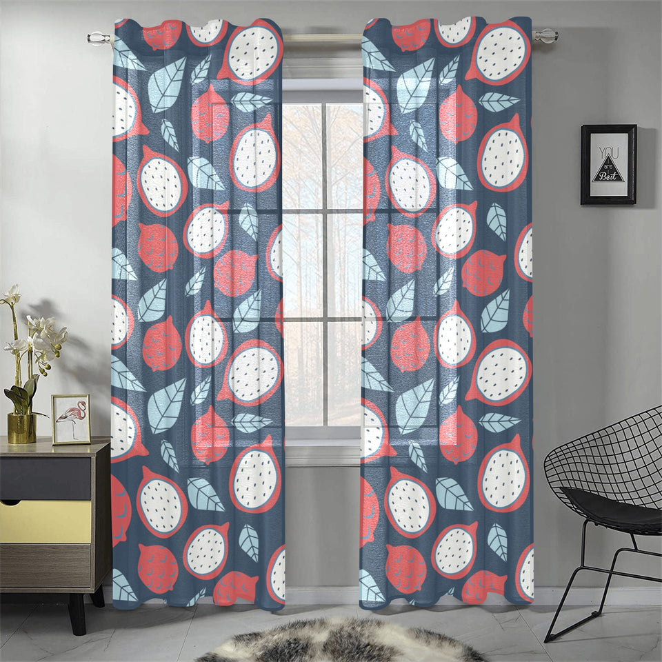 dragon fruits dark blue background Gauze Curtain