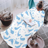 Blue whale pattern Blanket Robe with Sleeves