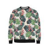 heliconia flowers, palm and monstera leaves Men's Crew Neck Sweatshirt