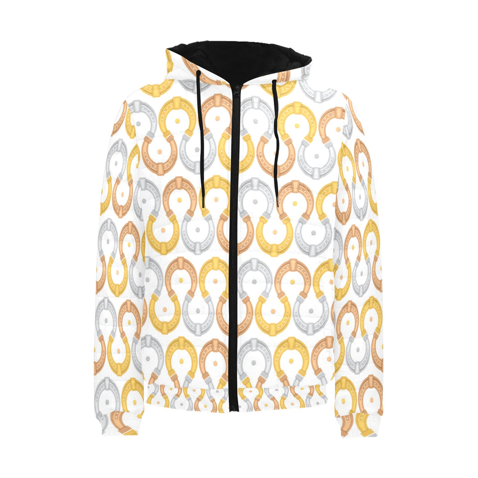 Horseshoes Pattern Print Design 03 Men's Padded Hooded Jacket