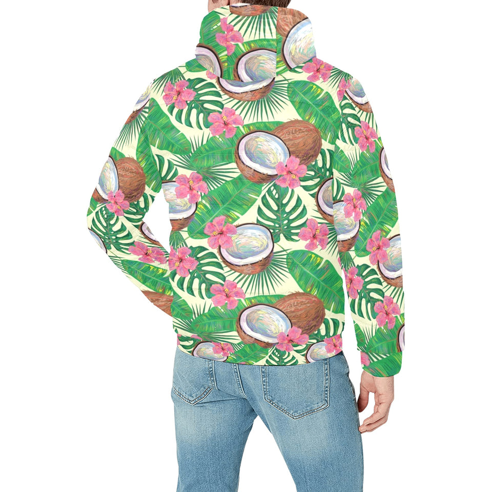 Coconut Pattern Print Design 01 Men's Padded Hooded Jacket