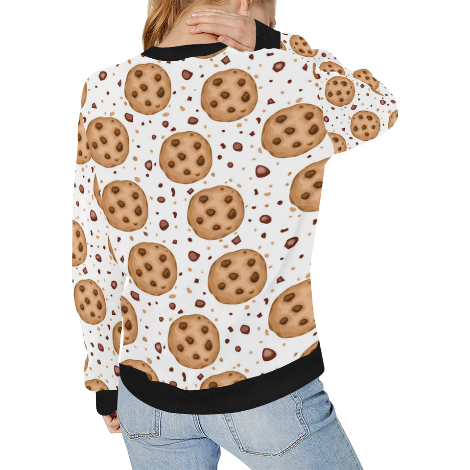 chocolate chip cookie pattern Women's Crew Neck Sweatshirt