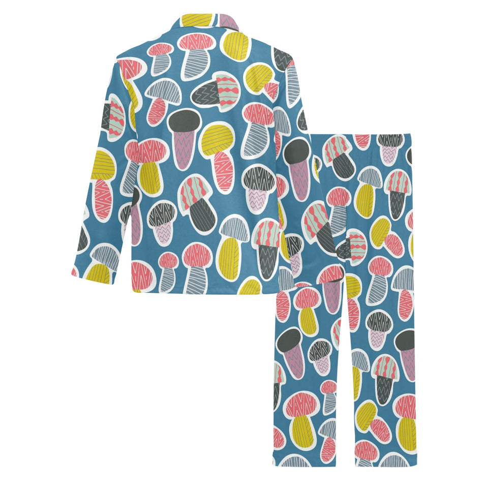 Colorful mushroom design pattern Men's Long Pajama Set