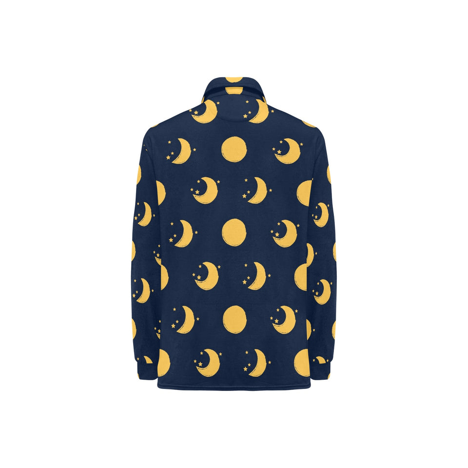 Moon star pattern Women's Long Sleeve Polo Shirt