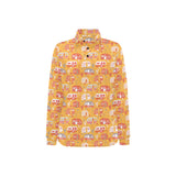 Camper Van Pattern Print Design 04 Women's Long Sleeve Polo Shirt