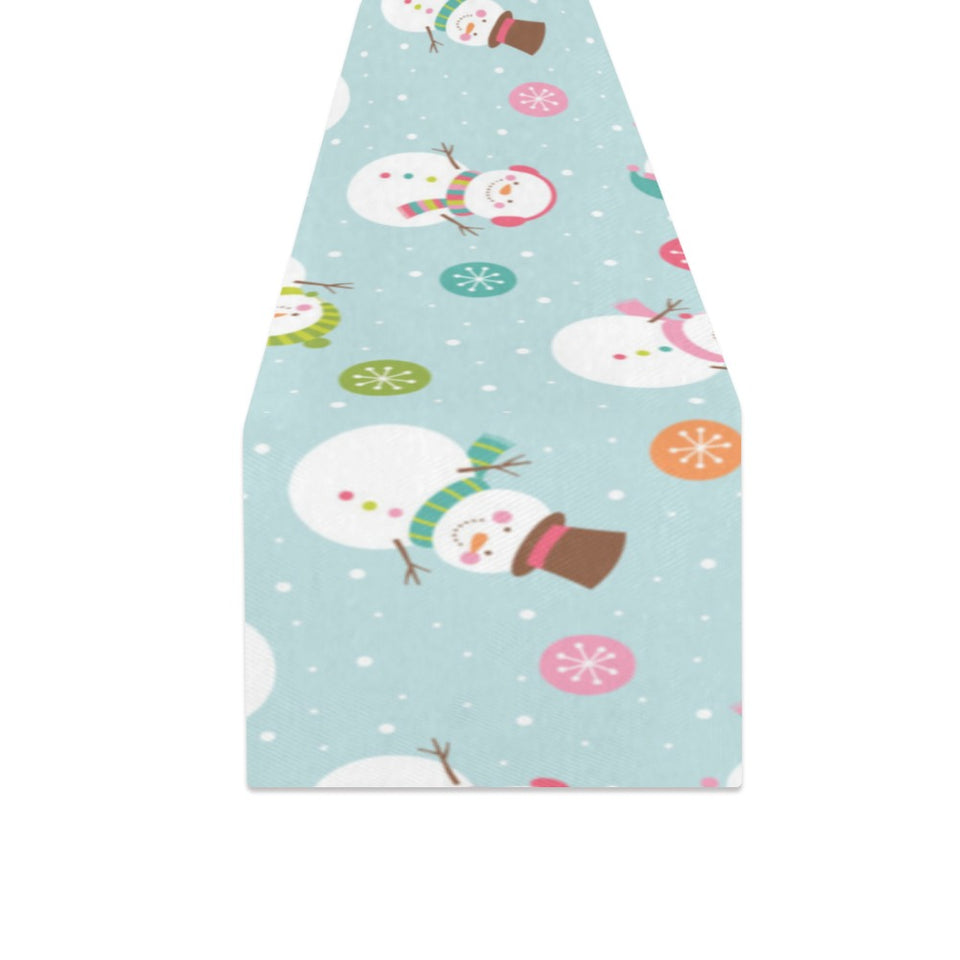 Cute snowman snowflake pattern Table Runner
