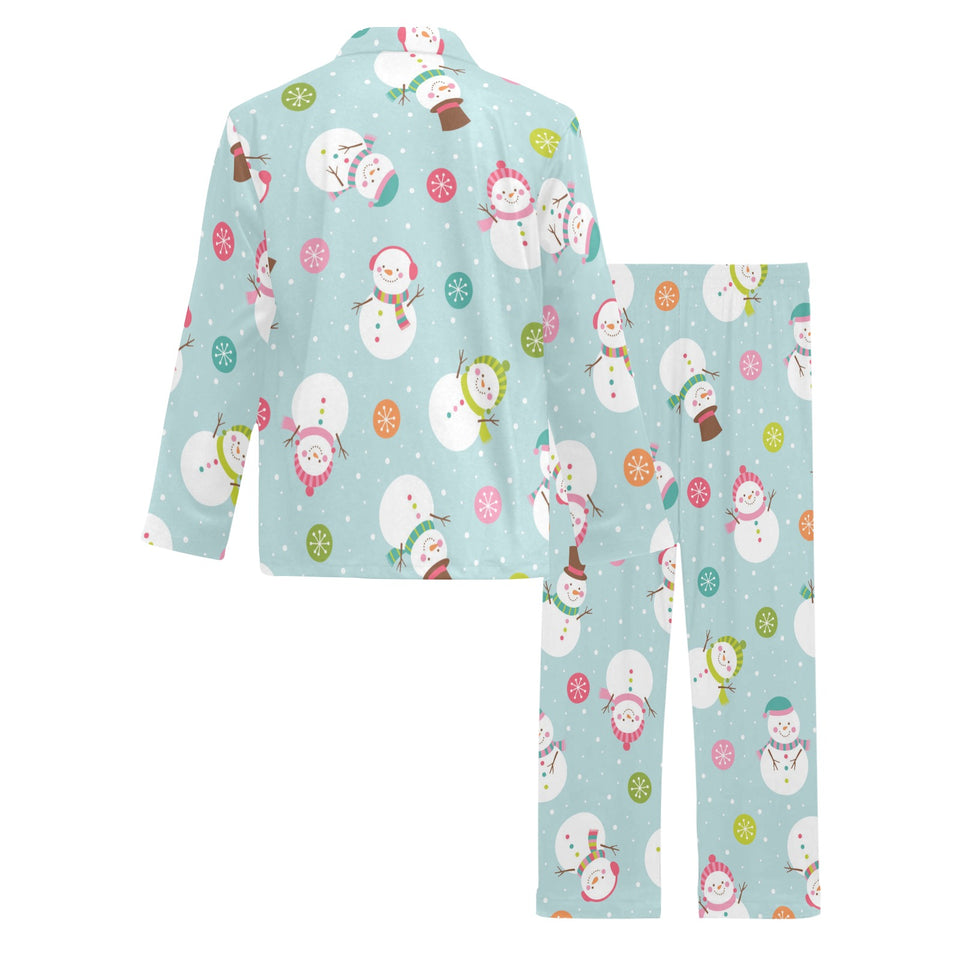 Cute snowman snowflake pattern Men's Long Pajama Set