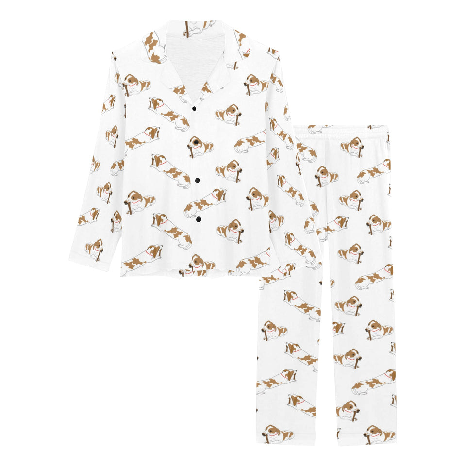 Jack Russel Pattern Print Design 04 Women's Long Pajama Set