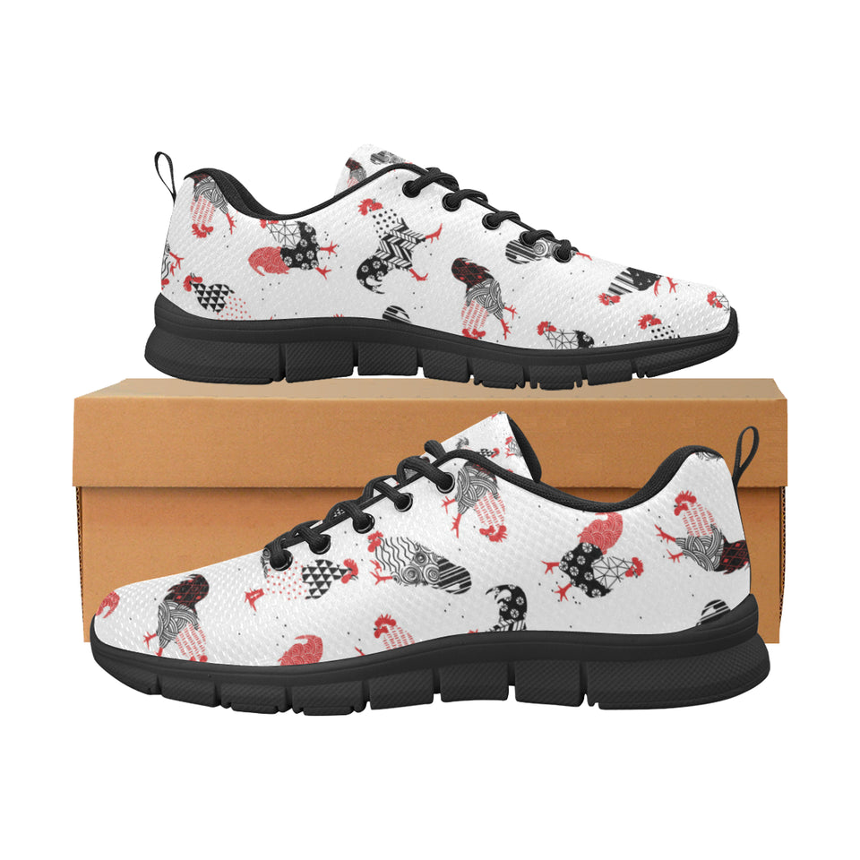 Cool rooster chicken cock floral ornament backgrou Women's Sneaker Shoes