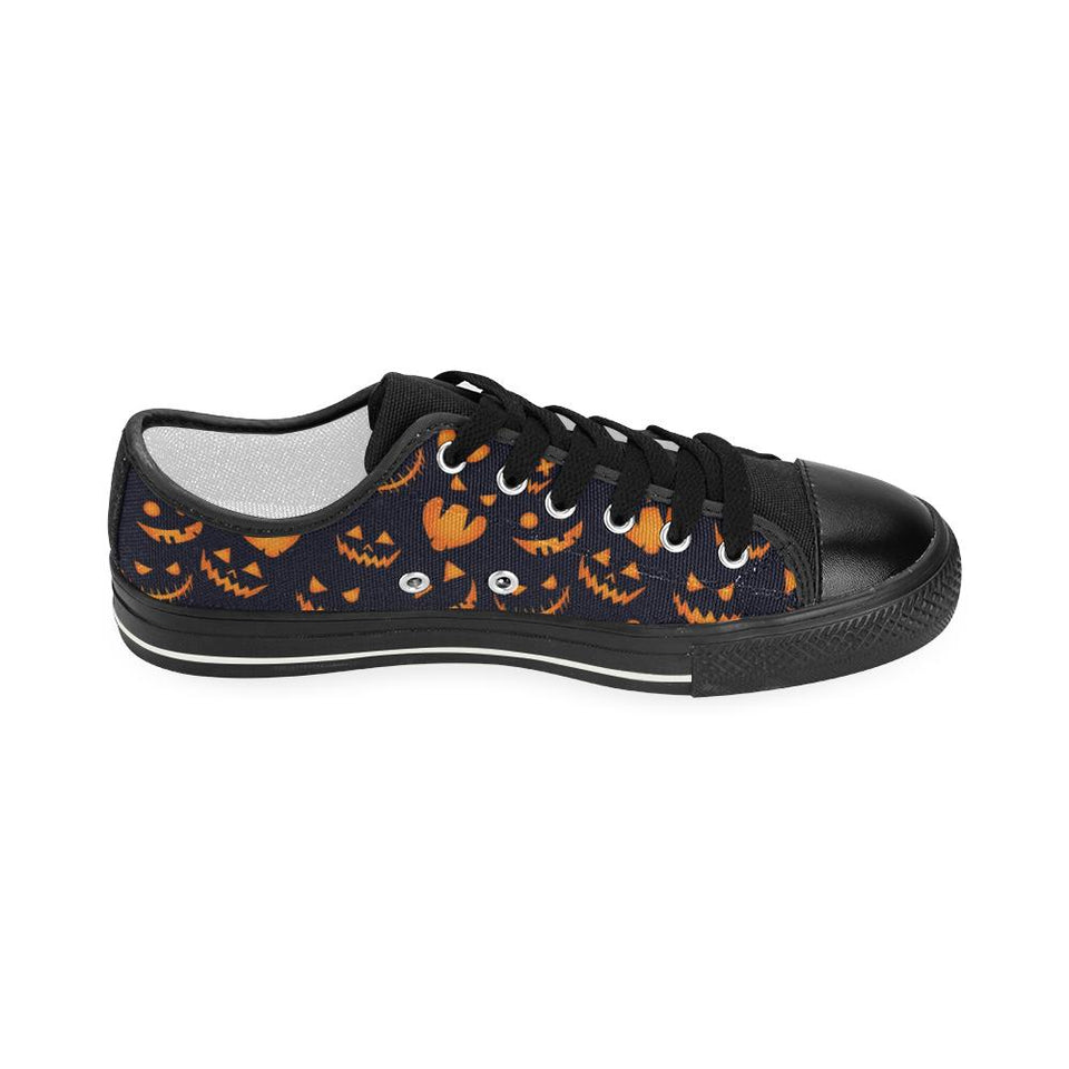 Halloween pattern Pumpkin background Kids' Boys' Girls' Low Top Canvas Shoes Black