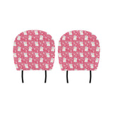 Maneki neko cat sakura pink background Car Headrest Cover