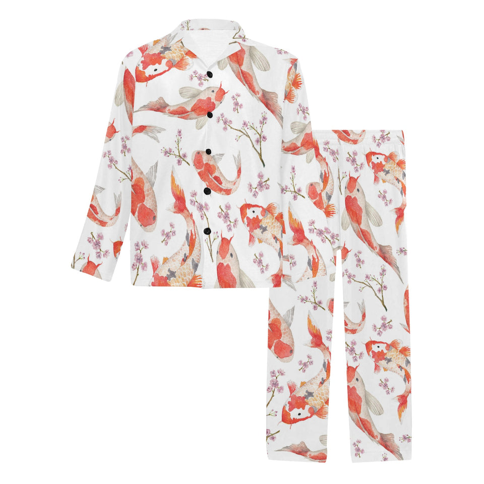 Watercolor Koi Fish Carp Fish pattern Men's Long Pajama Set