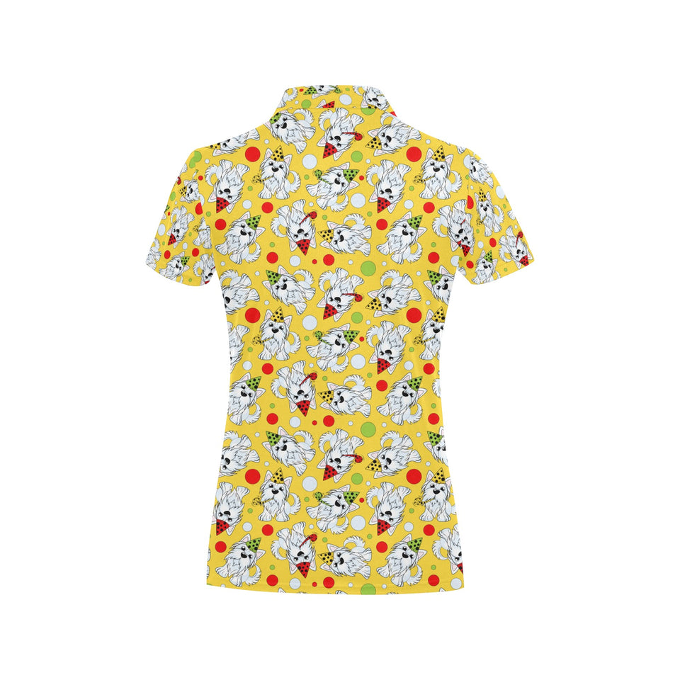 Yorkshire Terrier Pattern Print Design 05 Women's All Over Print Polo Shirt
