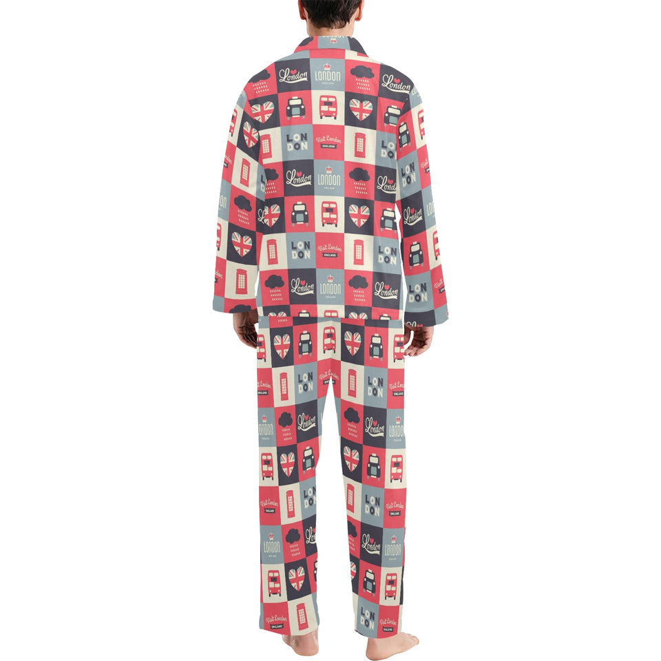 British Pattern Print Design 05 Men's Long Pajama Set