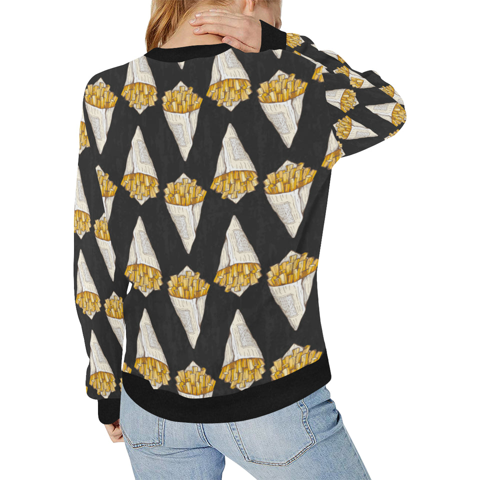 French fries dark background Women's Crew Neck Sweatshirt