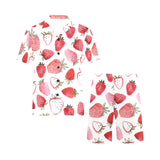 watercolor hand drawn beautiful strawberry pattern Men's V-Neck Short Pajama Set