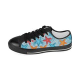 Blue red orange starfish pattern Kids' Boys' Girls' Low Top Canvas Shoes Black Fulfilled In US