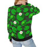 Frog waterlily pattern Women's Crew Neck Sweatshirt