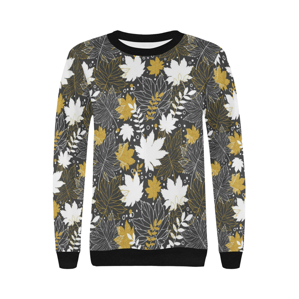 Beautiful gold autumn maple leaf pattern Women's Crew Neck Sweatshirt