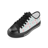 Clock time pattern blackground Kids' Boys' Girls' Low Top Canvas Shoes Black