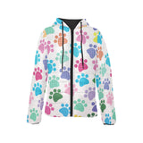 Dog Paws Pattern Print Design 01 Women's Padded Hooded Jacket
