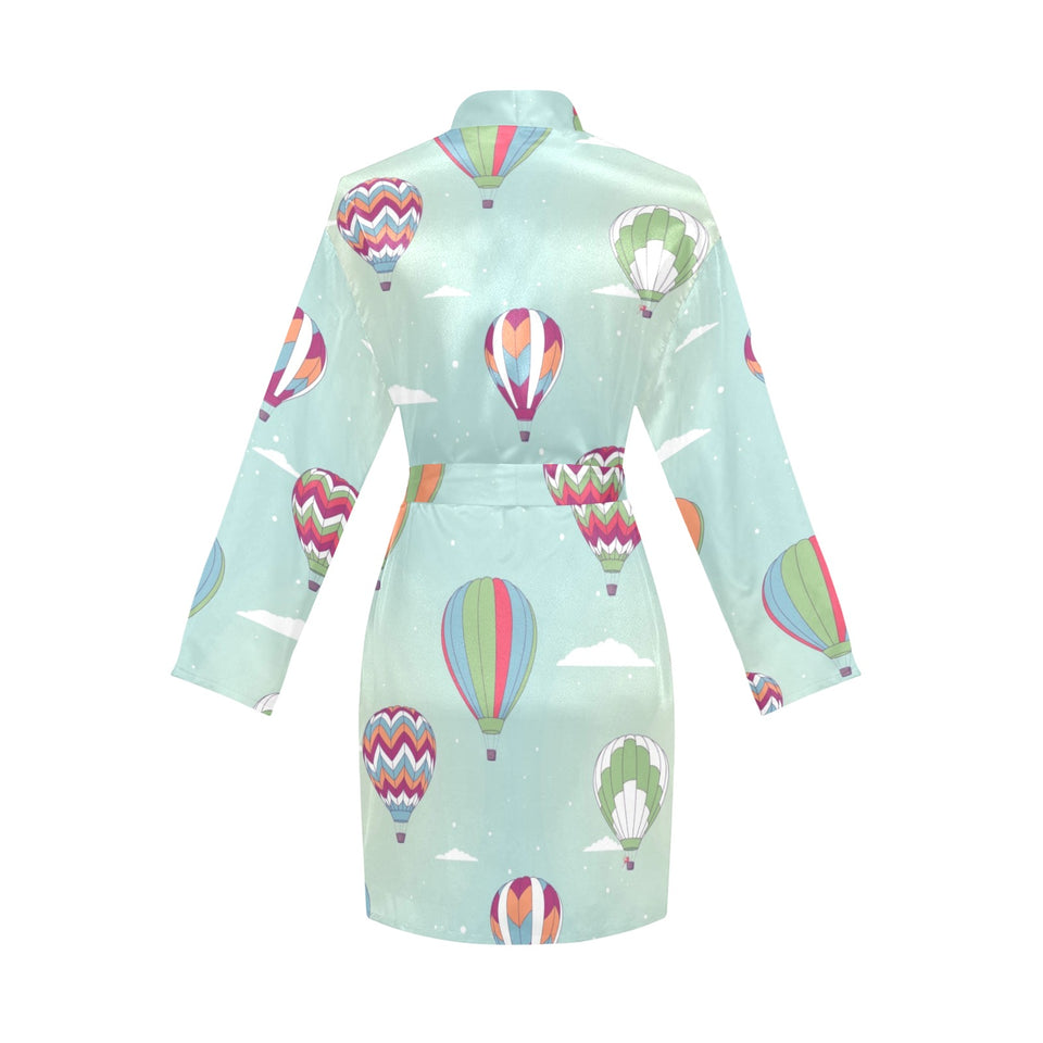 Hot Air Balloon design Pattern Women's Long Sleeve Belted Night Robe