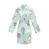 Hot Air Balloon design Pattern Women's Long Sleeve Belted Night Robe