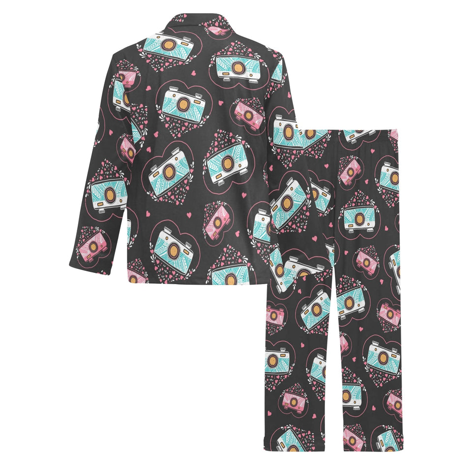 Camera Pattern Print Design 04 Men's Long Pajama Set